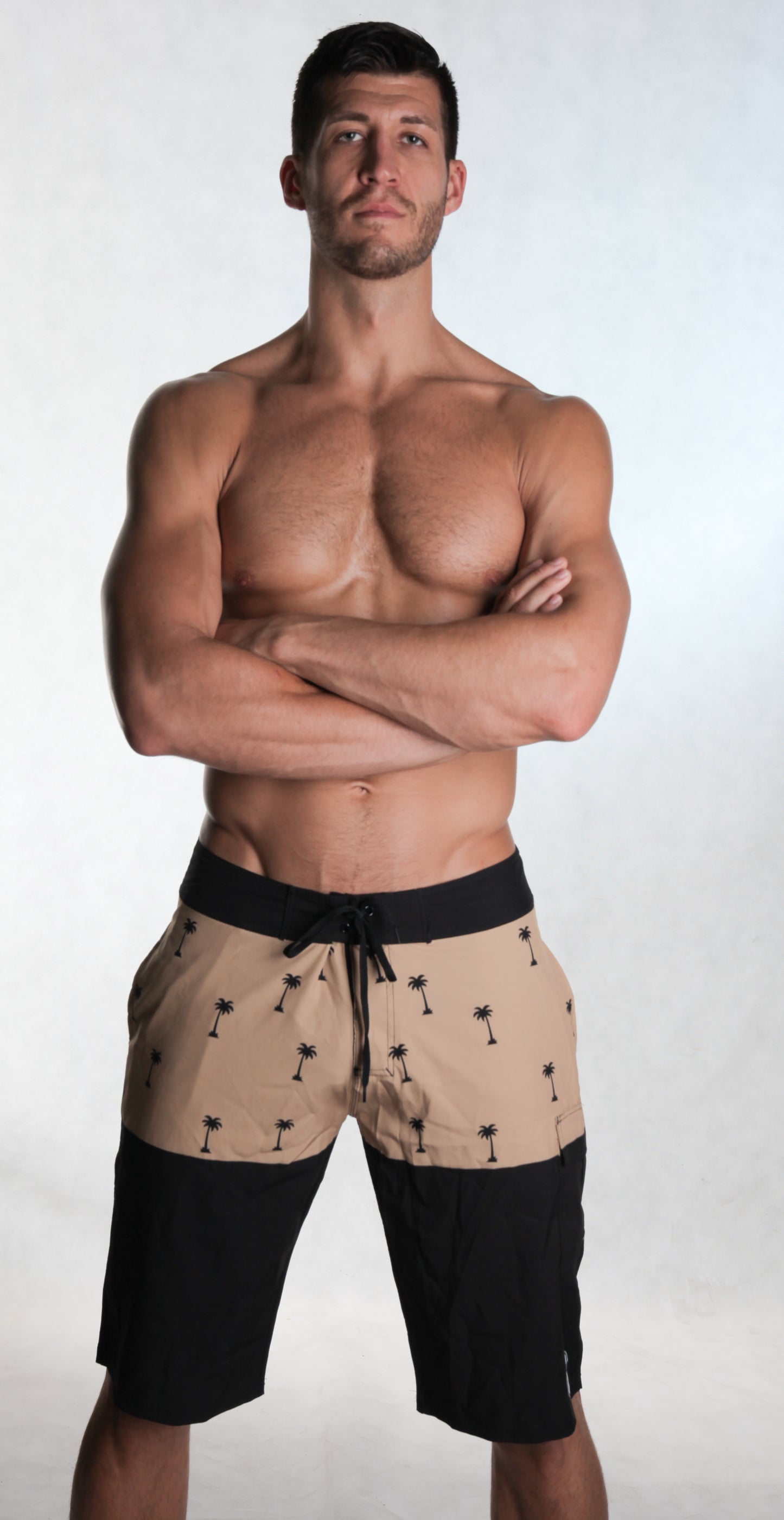 Han Board Shorts - Mustard Palm Tree