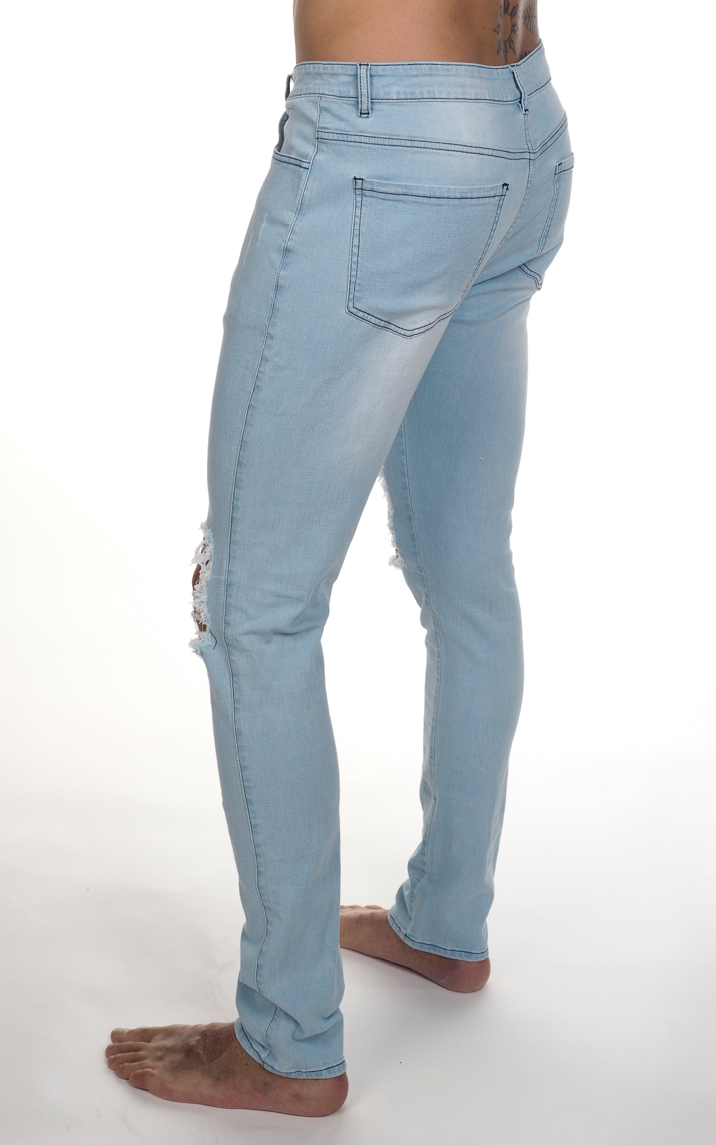 JJ Stretch Jeans - Distressed Light Blue