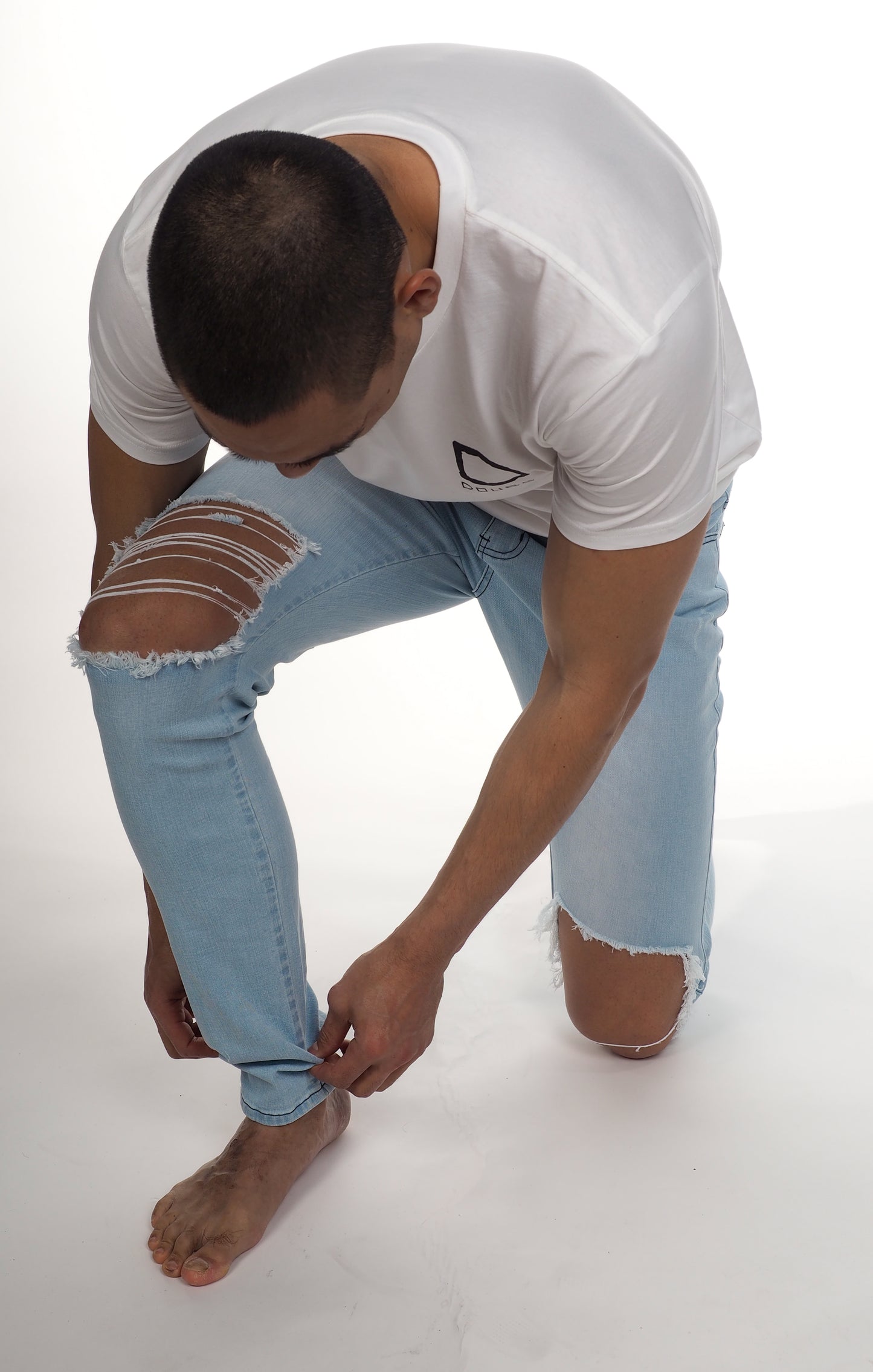 JJ Stretch Jeans - Distressed Light Blue