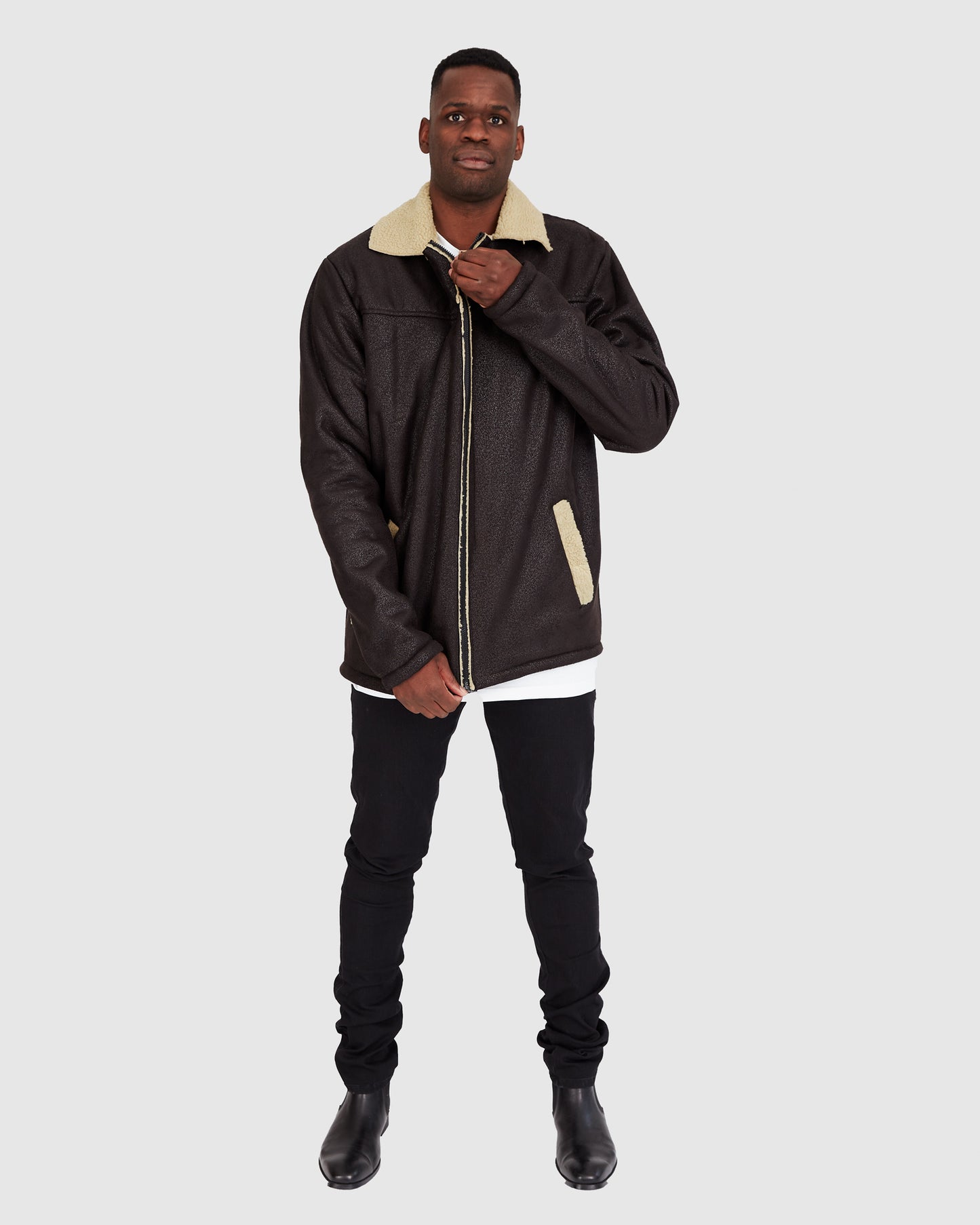The Aviator Jacket - Black w Sherpa Wool