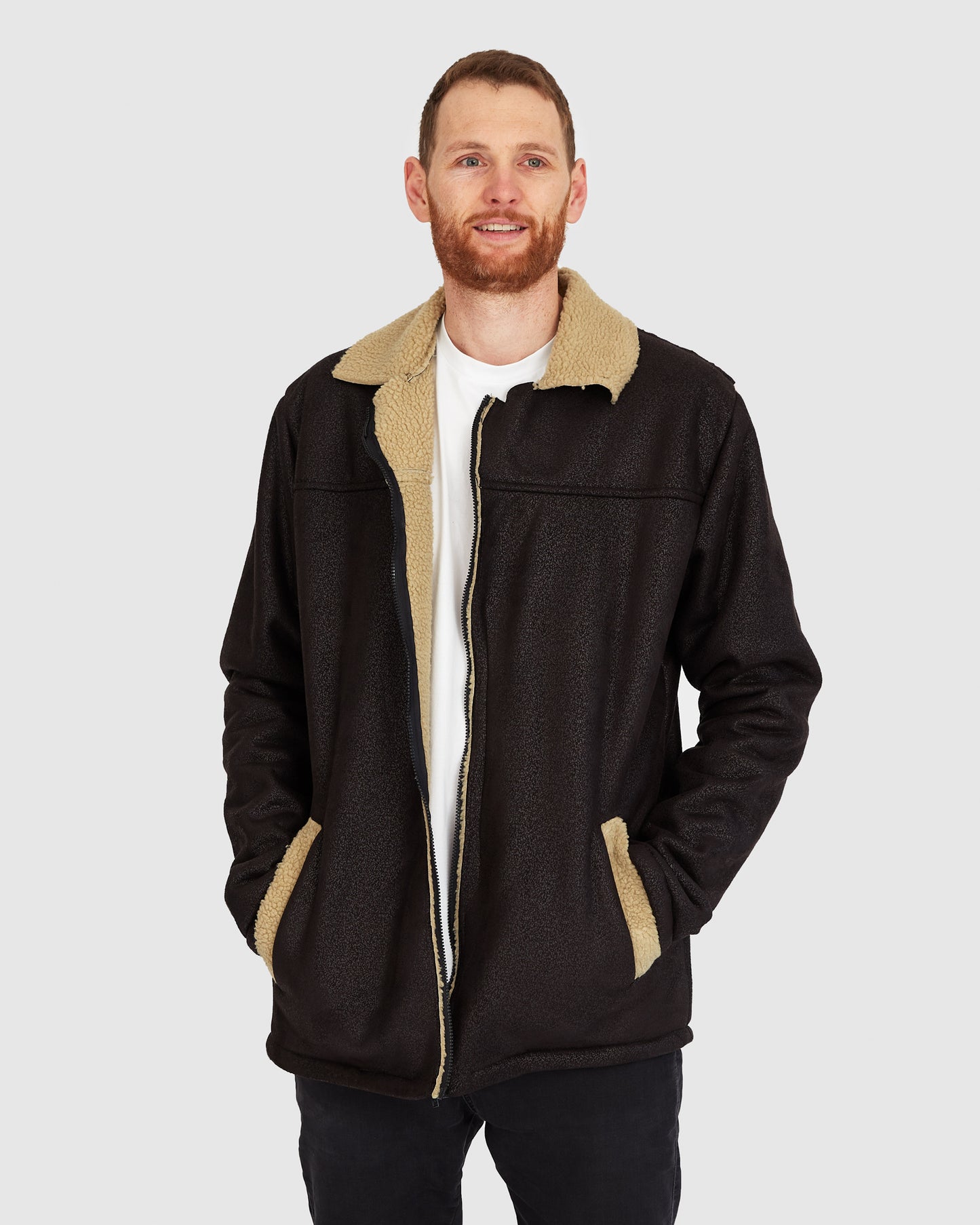 The Aviator Jacket - Black w Sherpa Wool