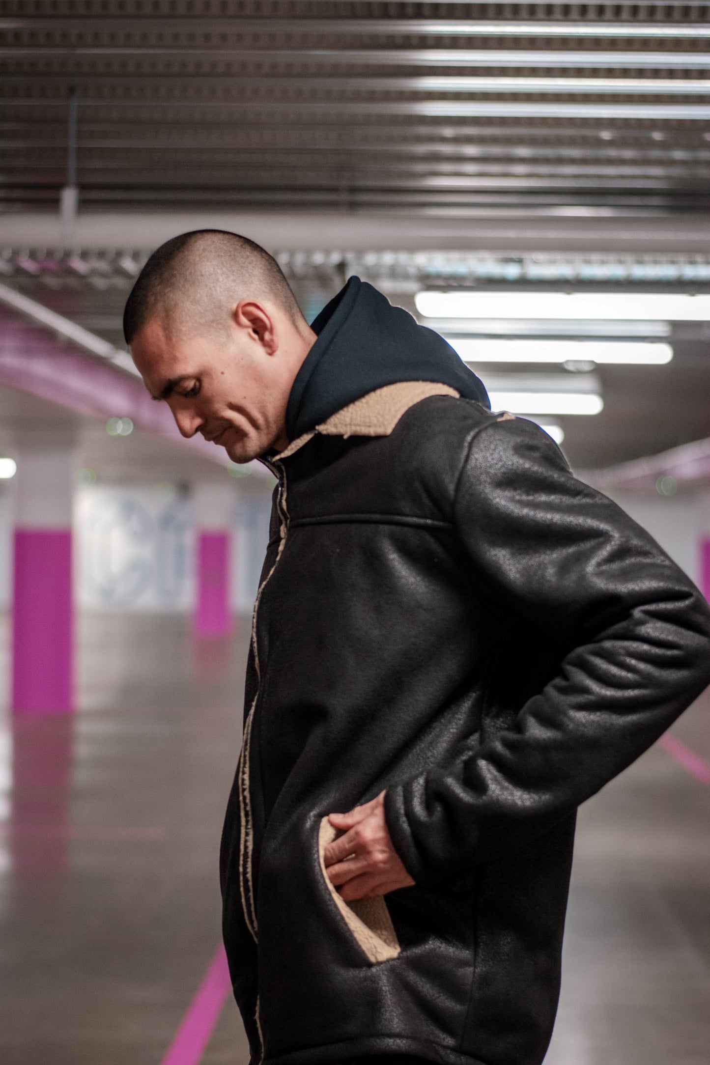 The Aviator Jacket - Black w Sherpa Wool