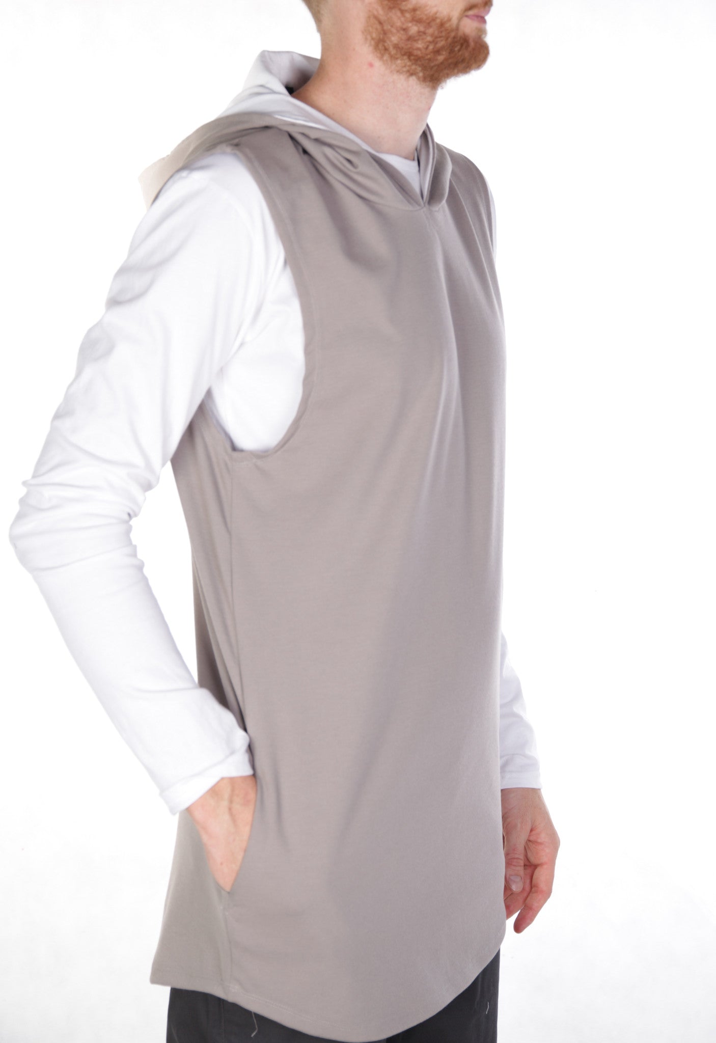 Riley Sleeveless Hoodie - Taupe