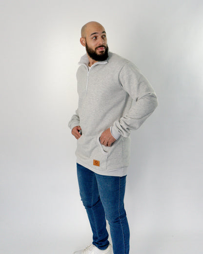 Quarter Zip Sweat - Grey Marle