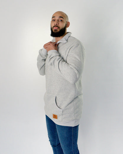 Quarter Zip Sweat - Grey Marle