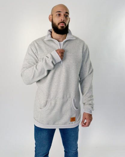 Quarter Zip Sweat - Grey Marle