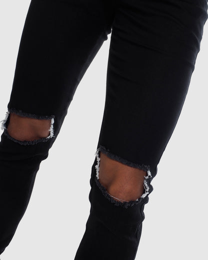 JJ Stretch Jeans - Distressed Black