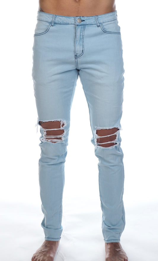 JJ Stretch Jeans - Distressed Light Blue