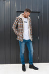 Timber Flannelette  - Orange/Brown