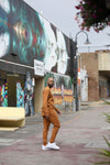 Loungewear Lounge Set - Mustard Brown Top and Pants