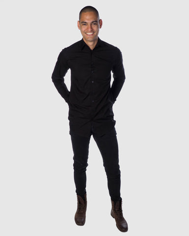 Button Down - Long Sleeve Shirt - Black