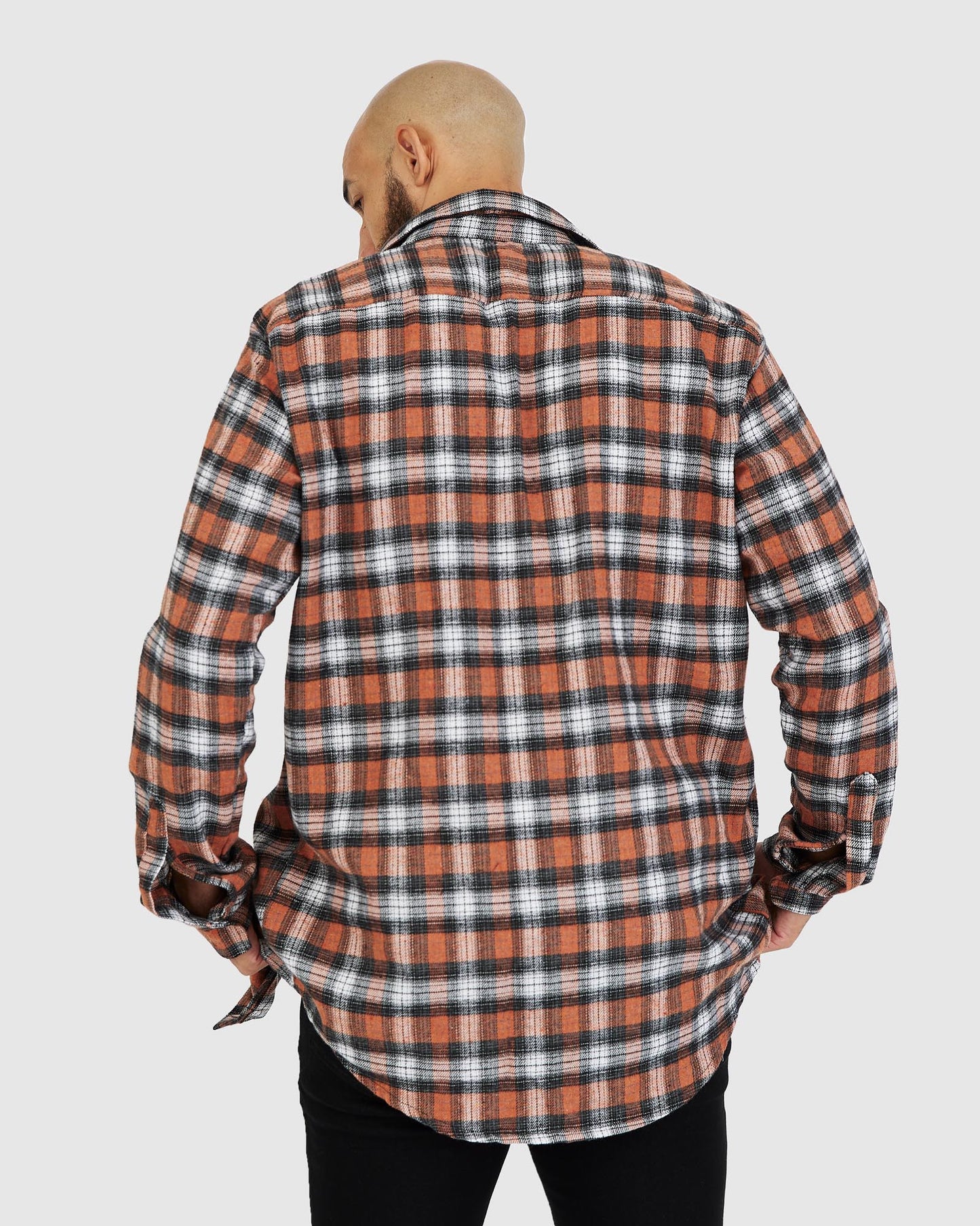 Aussie Flanny - Orange/Brown Check