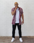 Charlie Button Down - Wine Stripe