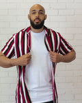 Charlie Button Down - Wine Stripe