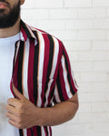 Charlie Button Down - Wine Stripe