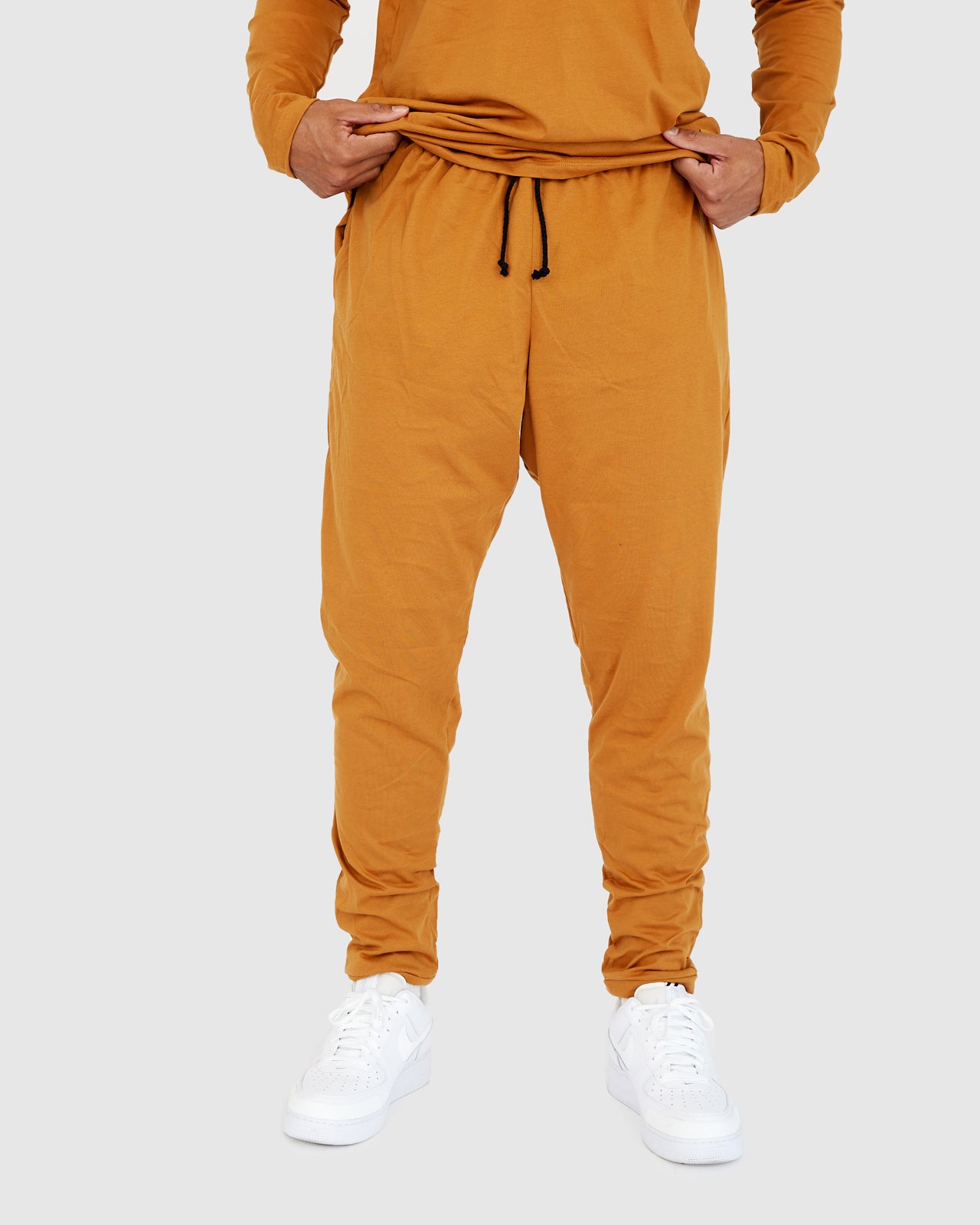Loungewear Lounge Set - Mustard Brown Top and Pants