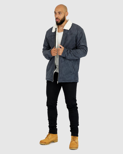 Jai Suede Jacket - CharBlue