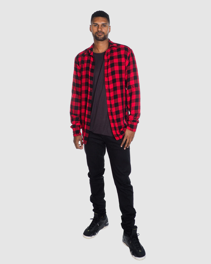 Red black check shirt deals